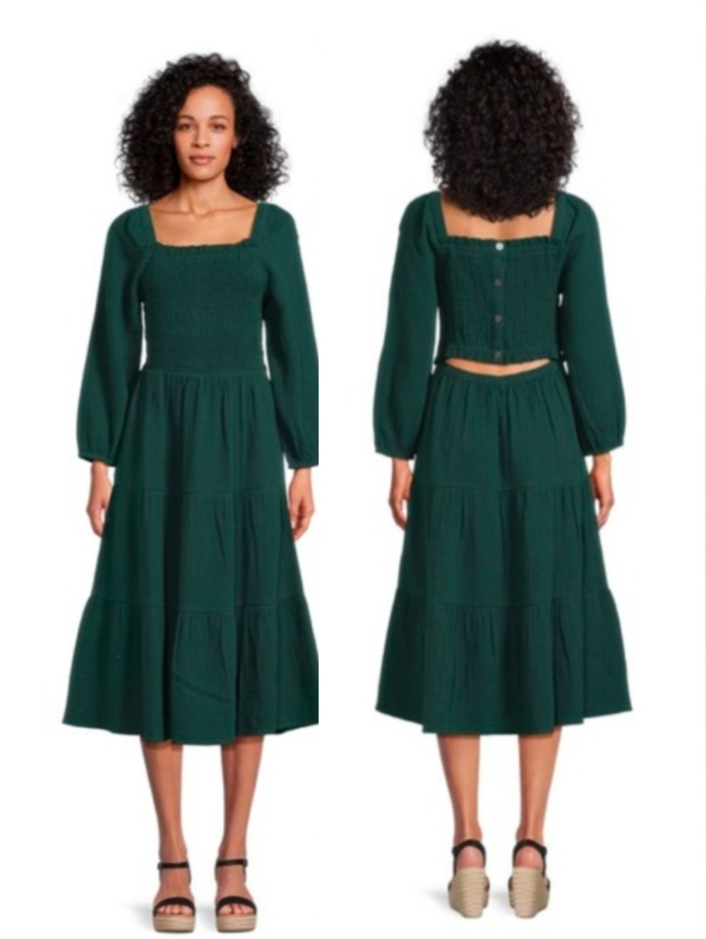 Beachlunchlounge Green Gauze Dress With Back Cutout